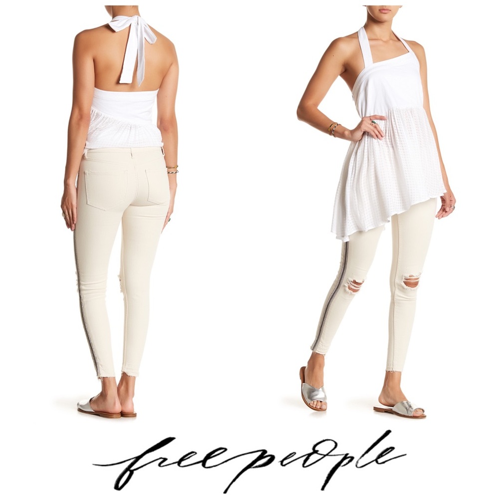 Free People High Rise Embellished Skinny Crop 👖